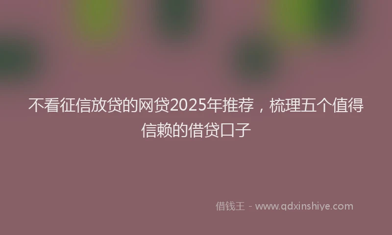 不看征信放贷的网贷2025年推荐，梳理五个值得信赖的借贷口子