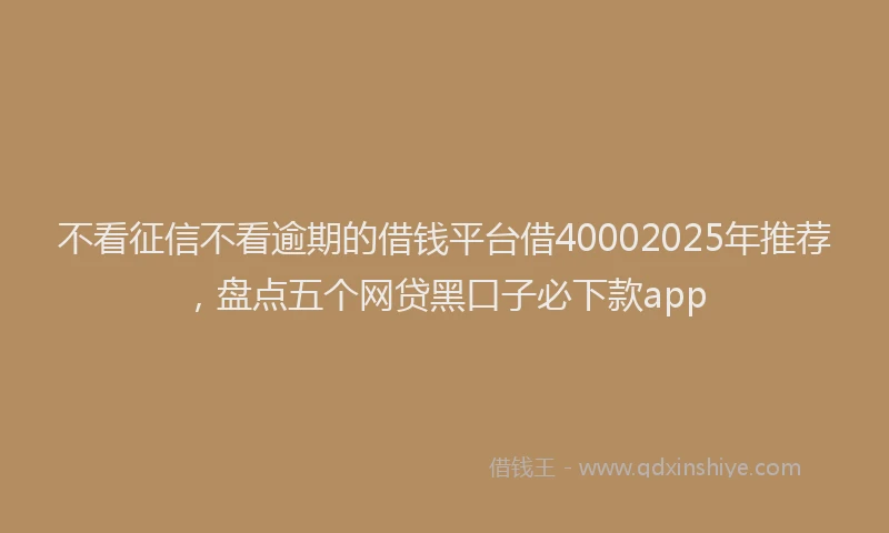 不看征信不看逾期的借钱平台借40002025年推荐，盘点五个网贷黑口子必下款app