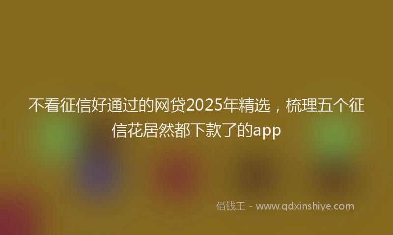 不看征信好通过的网贷2025年精选，梳理五个征信花居然都下款了的app