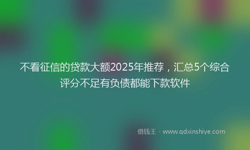 不看征信的贷款大额2025年推荐，汇总5个综合评分不足有负债都能下款软件
