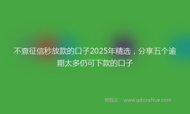 不查征信秒放款的口子2025年精选，分享五个逾期太多仍可下款的口子