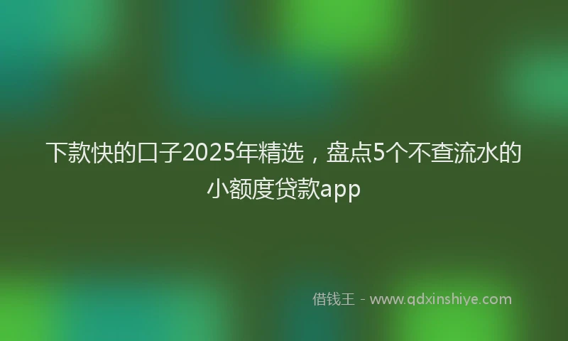 下款快的口子2025年精选，盘点5个不查流水的小额度贷款app