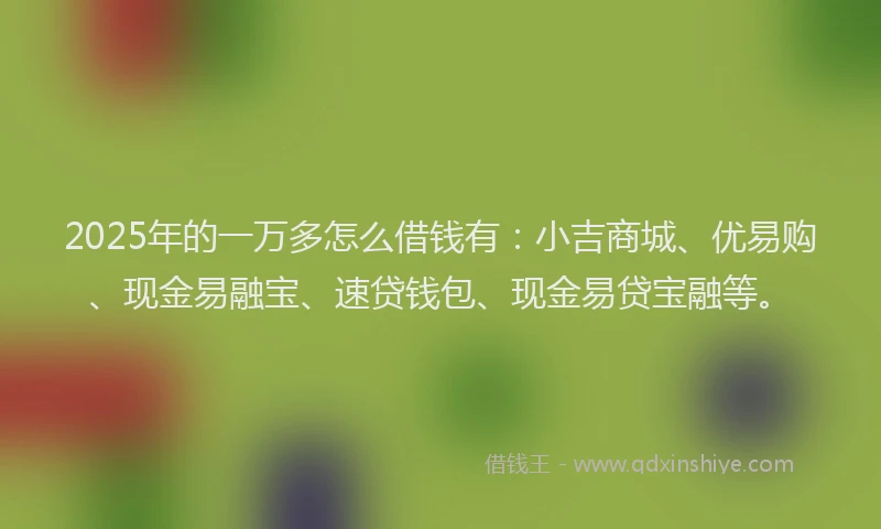 2025年的一万多怎么借钱有：小吉商城、优易购、现金易融宝、速贷钱包、现金易贷宝融等。