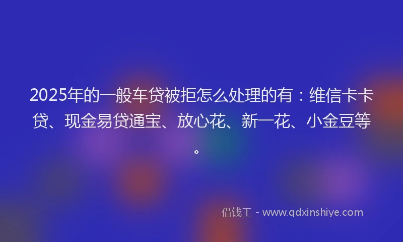 2025年的一般车贷被拒怎么处理的有：维信卡卡贷、现金易贷通宝、放心花、新一花、小金豆等。