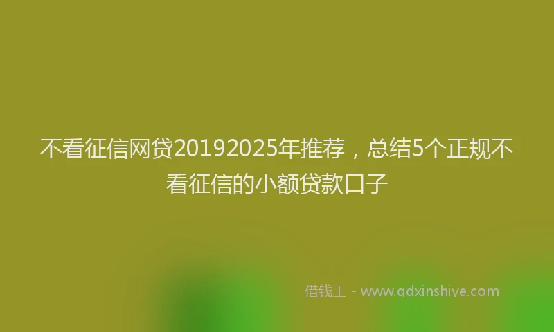 不看征信网贷20192025年推荐，总结5个正规不看征信的小额贷款口子