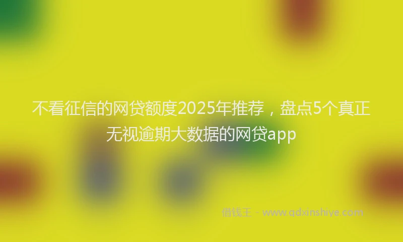 不看征信的网贷额度2025年推荐，盘点5个真正无视逾期大数据的网贷app