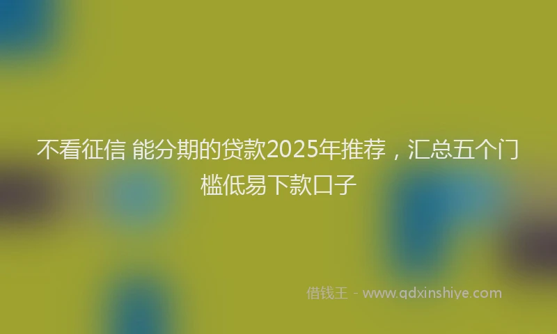 不看征信 能分期的贷款2025年推荐，汇总五个门槛低易下款口子