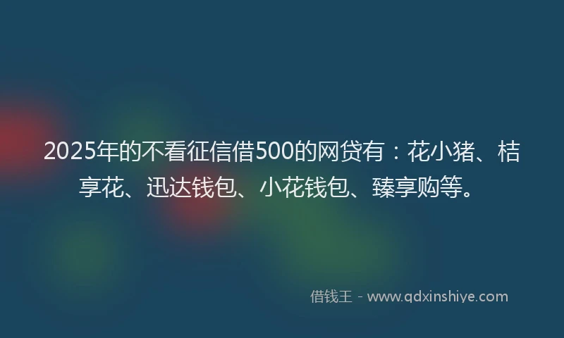 2025年的不看征信借500的网贷有：花小猪、桔享花、迅达钱包、小花钱包、臻享购等。