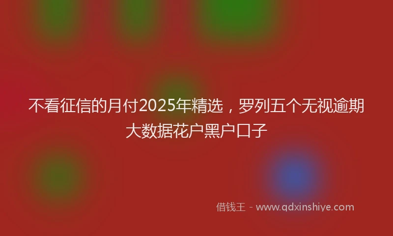 不看征信的月付2025年精选，罗列五个无视逾期大数据花户黑户口子