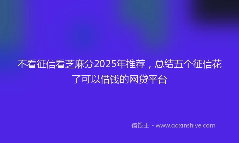 不看征信看芝麻分2025年推荐，总结五个征信花了可以借钱的网贷平台