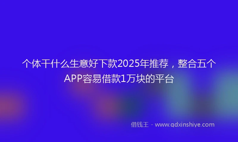 个体干什么生意好下款2025年推荐，整合五个APP容易借款1万块的平台