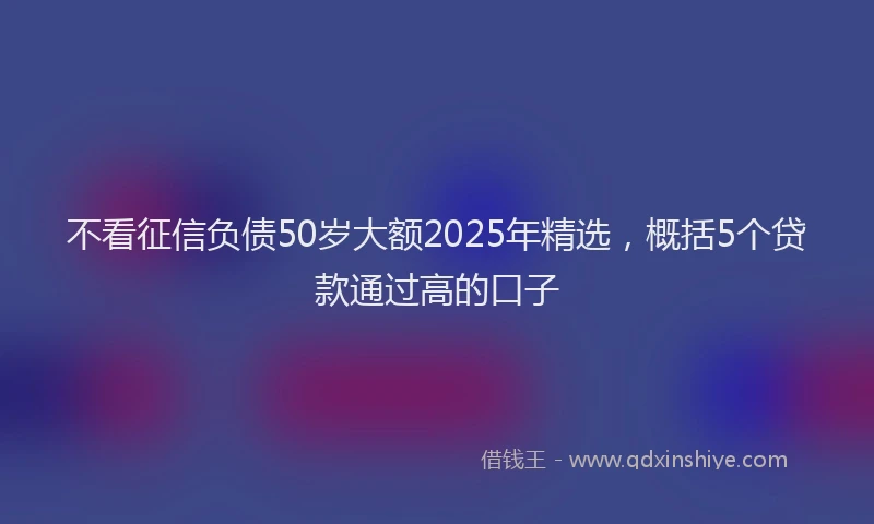 不看征信负债50岁大额2025年精选，概括5个贷款通过高的口子