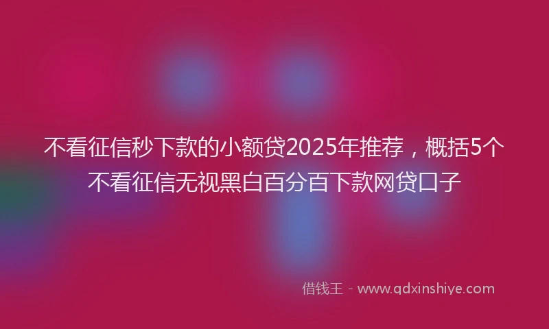 不看征信秒下款的小额贷2025年推荐,概括5个不看征信无视黑白百分百下款网贷口子