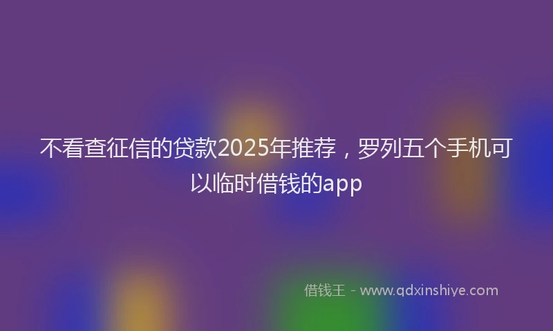 不看查征信的贷款2025年推荐，罗列五个手机可以临时借钱的app