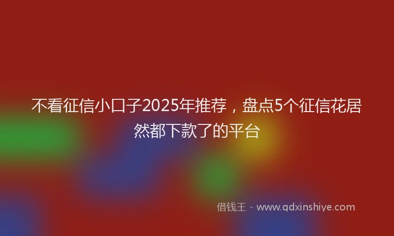 不看征信小口子2025年推荐，盘点5个征信花居然都下款了的平台