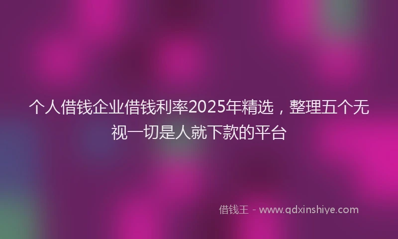 个人借钱企业借钱利率2025年精选,整理五个无视一切是人就下款的平台