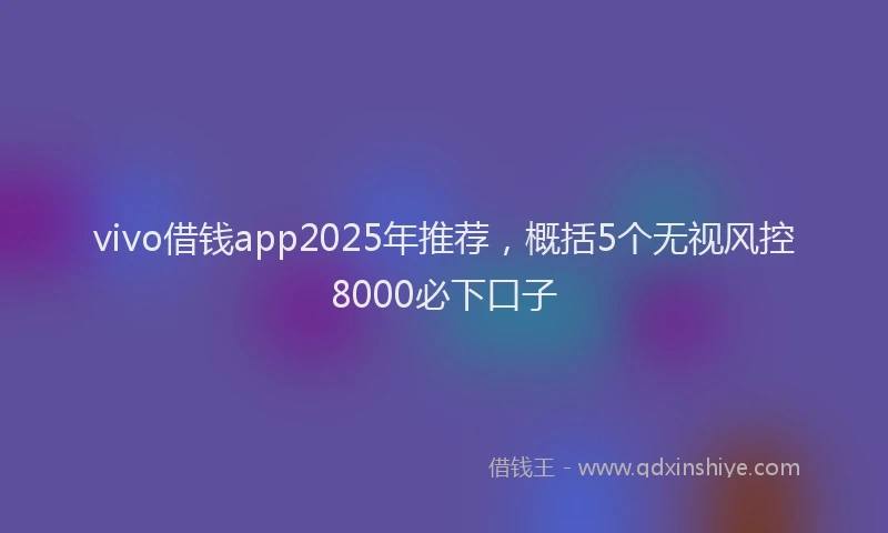 vivo借钱app2025年推荐，概括5个无视风控8000必下口子