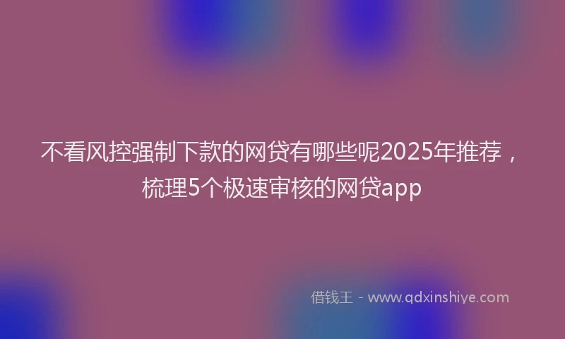 不看风控强制下款的网贷有哪些呢2025年推荐，梳理5个极速审核的网贷app