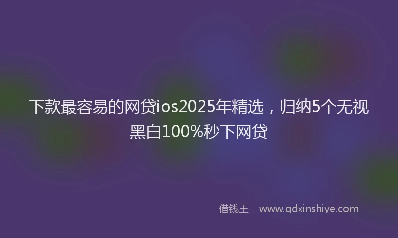 下款最容易的网贷ios2025年精选，归纳5个无视黑白100%秒下网贷
