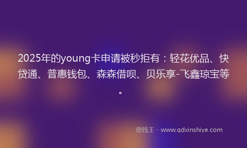 2025年的young卡申请被秒拒有：轻花优品、快贷通、普惠钱包、森森借呗、贝乐享-飞鑫琼宝等。