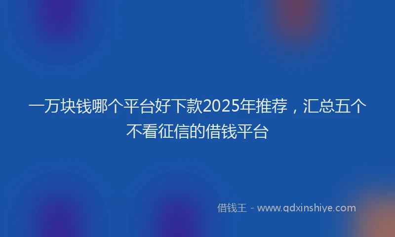 一万块钱哪个平台好下款2025年推荐，汇总五个不看征信的借钱平台
