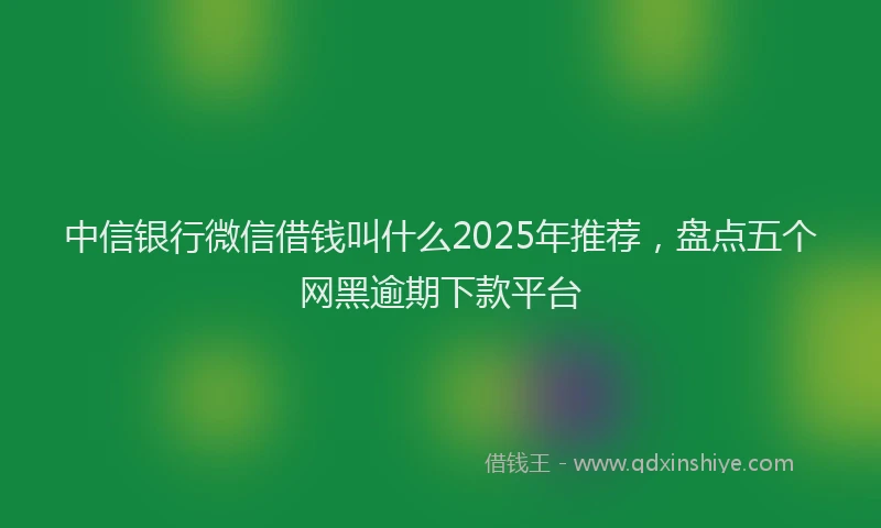 中信银行微信借钱叫什么2025年推荐，盘点五个网黑逾期下款平台