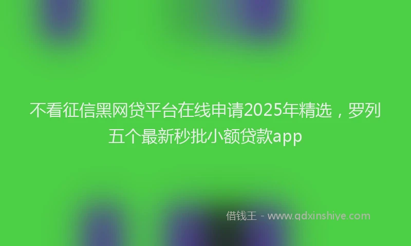 不看征信黑网贷平台在线申请2025年精选，罗列五个最新秒批小额贷款app
