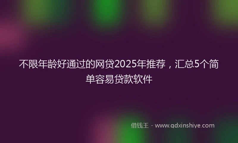 不限年龄好通过的网贷2025年推荐，汇总5个简单容易贷款软件