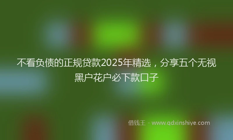不看负债的正规贷款2025年精选，分享五个无视黑户花户必下款口子