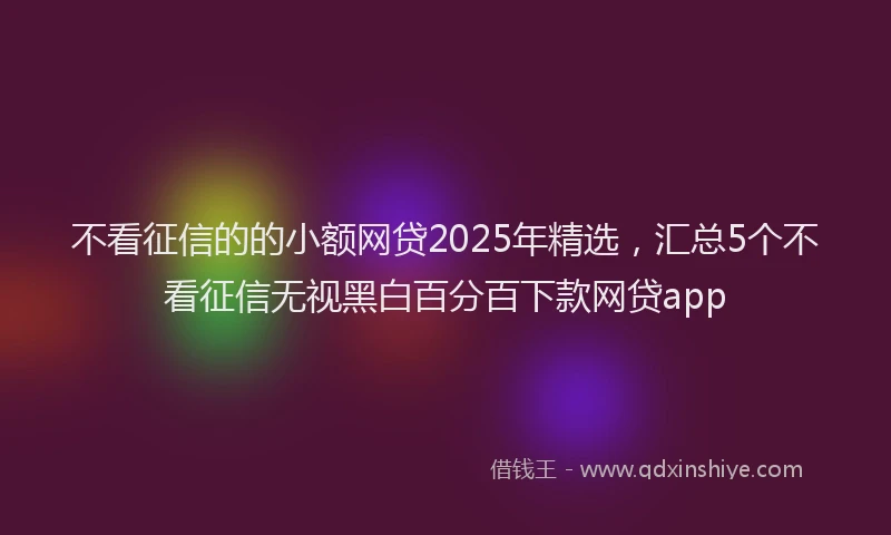 不看征信的的小额网贷2025年精选，汇总5个不看征信无视黑白百分百下款网贷app