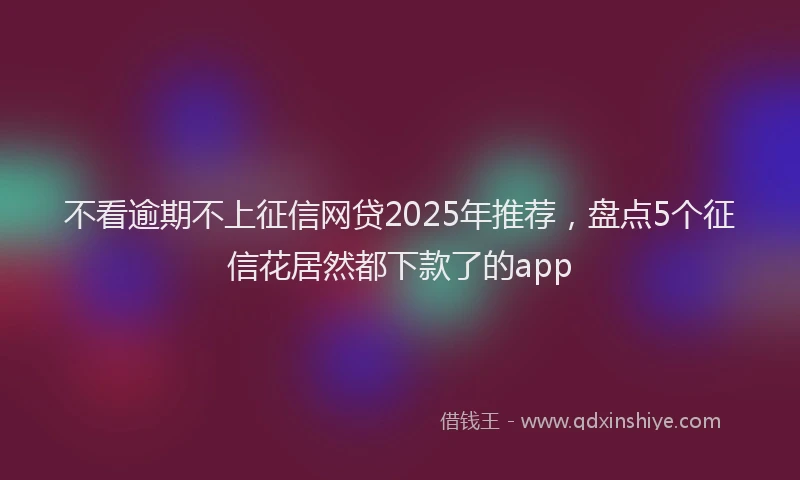 不看逾期不上征信网贷2025年推荐，盘点5个征信花居然都下款了的app