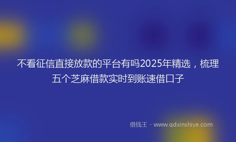 不看征信直接放款的平台有吗2025年精选,梳理五个芝麻借款实时到账速借口子