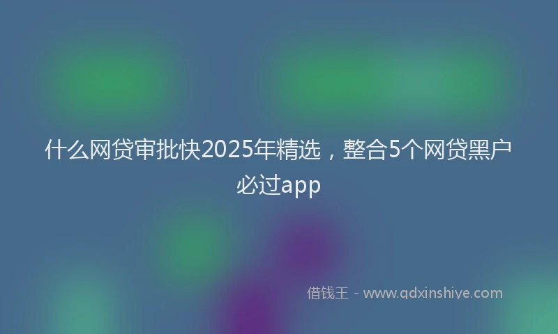 什么网贷审批快2025年精选，整合5个网贷黑户必过app