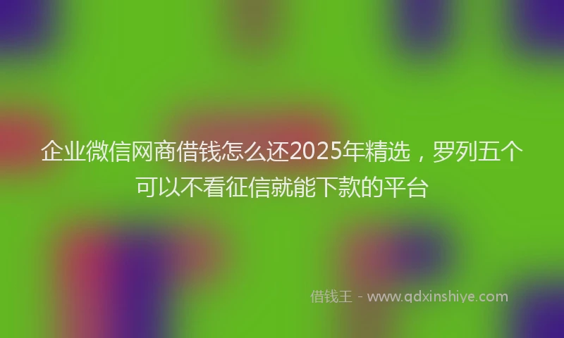 企业微信网商借钱怎么还2025年精选，罗列五个可以不看征信就能下款的平台