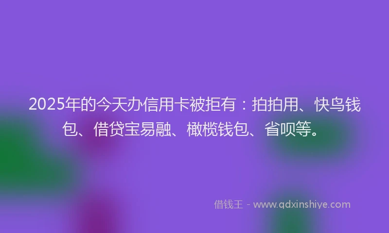 2025年的今天办信用卡被拒有：拍拍用、快鸟钱包、借贷宝易融、橄榄钱包、省呗等。