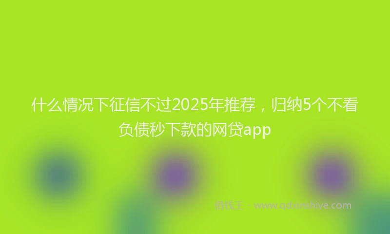 什么情况下征信不过2025年推荐,归纳5个不看负债秒下款的网贷app