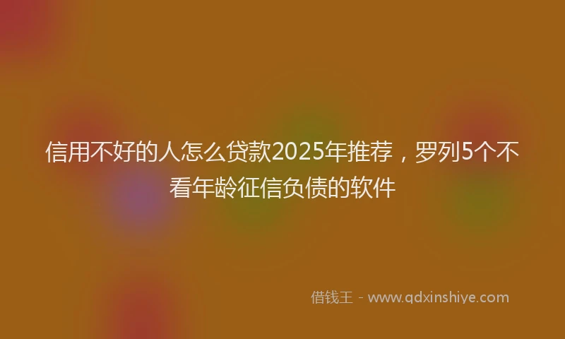 信用不好的人怎么贷款2025年推荐，罗列5个不看年龄征信负债的软件