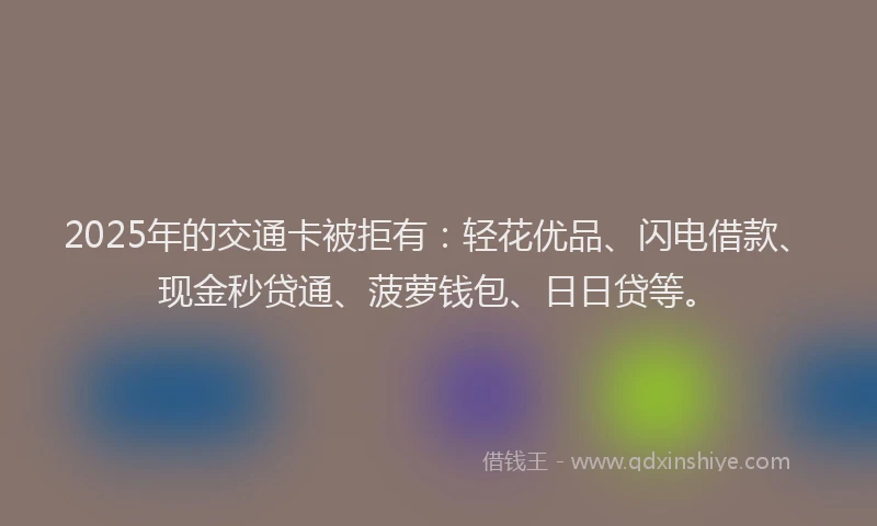 2025年的交通卡被拒有：轻花优品、闪电借款、现金秒贷通、菠萝钱包、日日贷等。