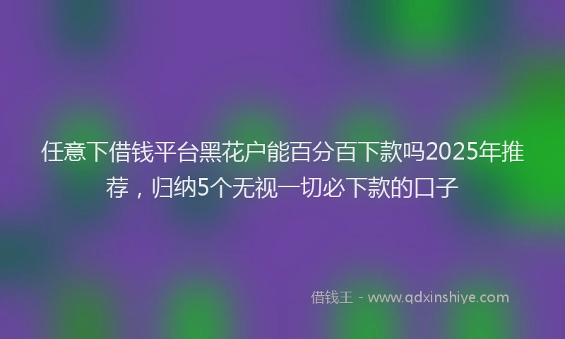 任意下借钱平台黑花户能百分百下款吗2025年推荐，归纳5个无视一切必下款的口子