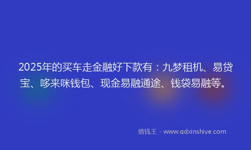 2025年的买车走金融好下款有：九梦租机、易贷宝、哆来咪钱包、现金易融通途、钱袋易融等。