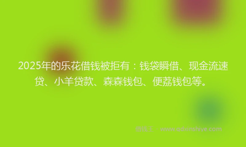 2025年的乐花借钱被拒有：钱袋瞬借、现金流速贷、小羊贷款、森森钱包、便荔钱包等。