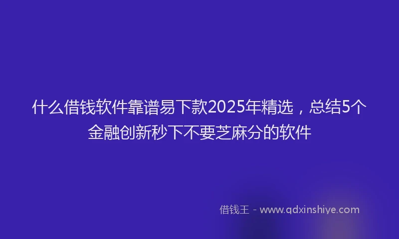 什么借钱软件靠谱易下款2025年精选，总结5个金融创新秒下不要芝麻分的软件