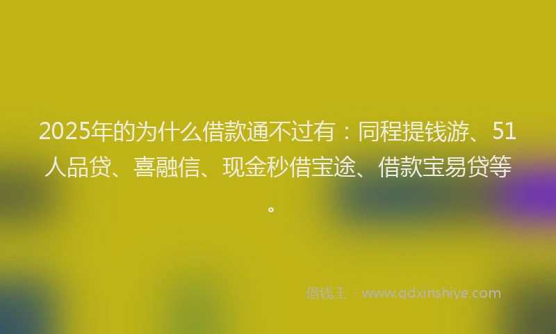 2025年的为什么借款通不过有：同程提钱游、51人品贷、喜融信、现金秒借宝途、借款宝易贷等。
