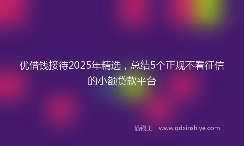 优借钱接待2025年精选，总结5个正规不看征信的小额贷款平台