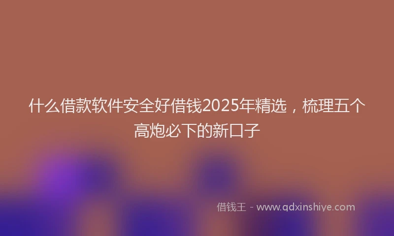 什么借款软件安全好借钱2025年精选，梳理五个高炮必下的新口子