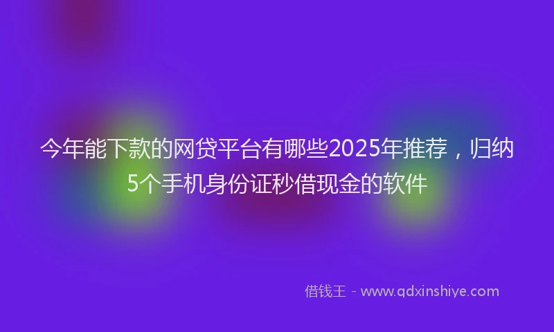 今年能下款的网贷平台有哪些2025年推荐，归纳5个手机身份证秒借现金的软件