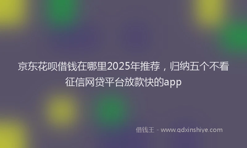 京东花呗借钱在哪里2025年推荐,归纳五个不看征信网贷平台放款快的app