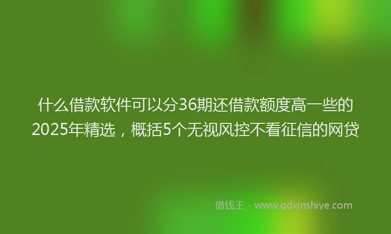 什么借款软件可以分36期还借款额度高一些的2025年精选，概括5个无视风控不看征信的网贷