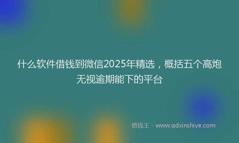 什么软件借钱到微信2025年精选，概括五个高炮无视逾期能下的平台