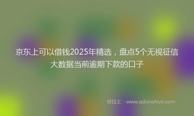 京东上可以借钱2025年精选，盘点5个无视征信大数据当前逾期下款的口子
